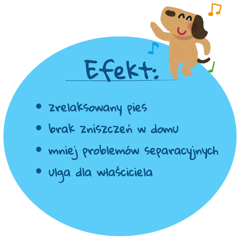 Wyciszony, zrelaksowany pies